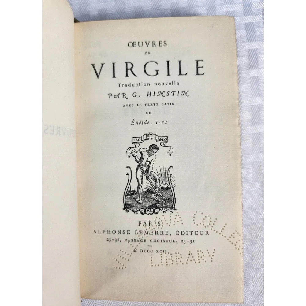1892 Oeuvres de Virgile Eneide I-VI French Latin Translation G Hinstin Lemerre